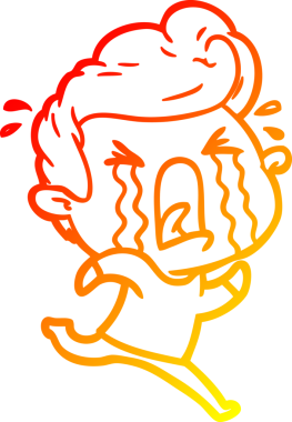 Bir insan tarafından çizilmiş, ağlayan bir çizgi film karakteri.