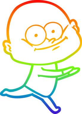 Gökkuşağı gradyan çizgi çizimi bir insan tarafından çizilmiş kel bir adamın çizimi