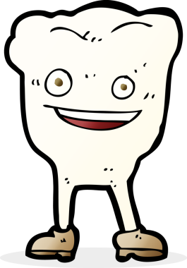 Bir insan tarafından çizilmiş mutlu bir diş karakteri.