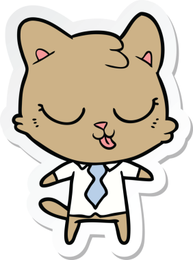 Bir insan tarafından çizilmiş bir karikatür iş kedisinin çıkartması.