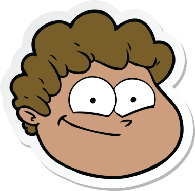 Bir insan tarafından çizilmiş karikatür erkek yüzü çıkartması