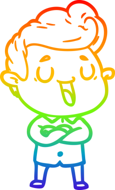 gökkuşağı gradyanı çizimi bir insan tarafından çizilmiş mutlu bir çizgi film adamı