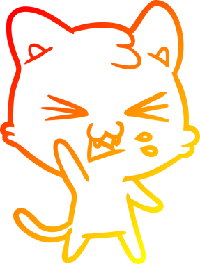 Bir insan tarafından çizilmiş çizgi film kedisinin sıcak çizgi çizimi