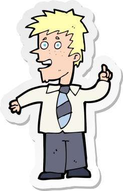 Bir insan tarafından çizilmiş fikri olan bir karikatürcünün çıkartması.