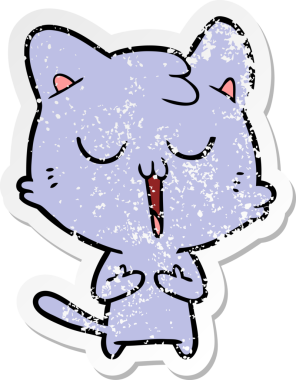 Bir insan tarafından çizilmiş çizgi film kedisinin sıkıntılı çıkartması.