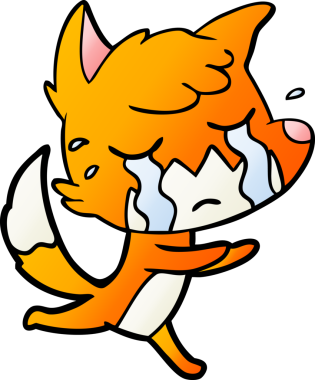 Bir insan tarafından çizilmiş ağlayan tilki çizgi filmi.