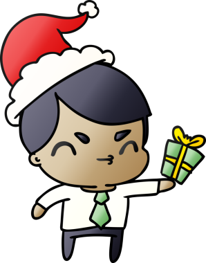 Bir insan tarafından çizilmiş Kawai çocuğunun el çizimi gradyan çizgi filmi.