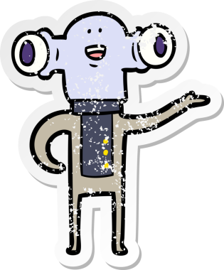 Bir insan tarafından çizilmiş dost canlısı uzaylı jestinin sıkıntılı çıkartması.