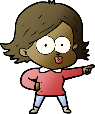 Çizgi film kızı somurtuyor bir insan tarafından