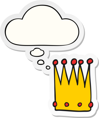 Düşünce baloncuklu basit taç bir insan tarafından çizilmiş çıkartma.