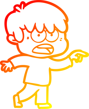 Bir insan tarafından çizilmiş endişeli bir çizgi film çocuğu çizimi.