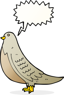 bir insan tarafından çizilmiş konuşma baloncuklu sıradan bir kuş.