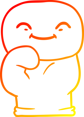 Bir insanın çizdiği çizgi film boks eldiveninin sıcak gradyan çizgisi.