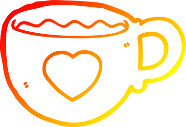 Bir insanın çizdiği kahve fincanının sıcak gradyan çizimi.