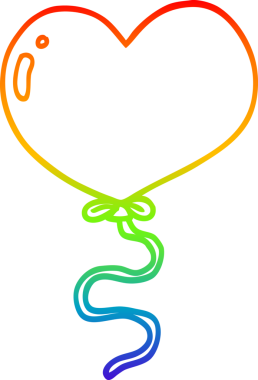 Gökkuşağı gradyan çizgi çizimi Bir insan tarafından çizilmiş aşk kalp balonu