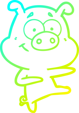 Bir insan tarafından çizilen çizgi film domuzunun soğuk çizgi çizimi