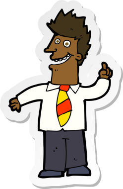 Bir insan tarafından çizilmiş iyi bir fikri olan bir karikatürcünün çıkartması.