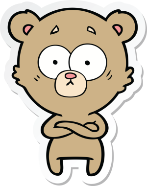 Bir insan tarafından çizilmiş şaşırmış bir ayı çizgi filminin çıkartması.