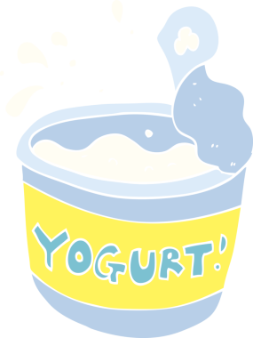 Bir insan tarafından çizilmiş düz renkli yoğurt çizimi