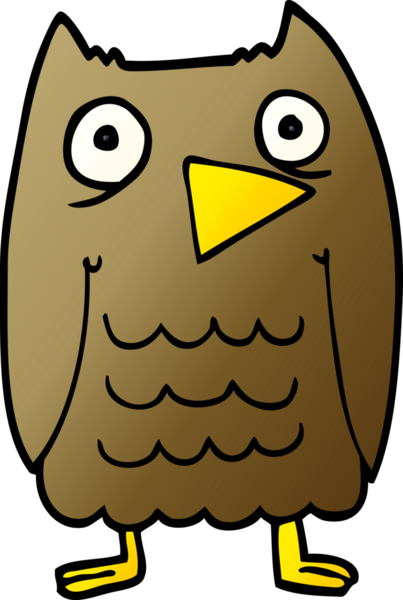 Bir insan tarafından çizilmiş komik karikatür baykuşu.