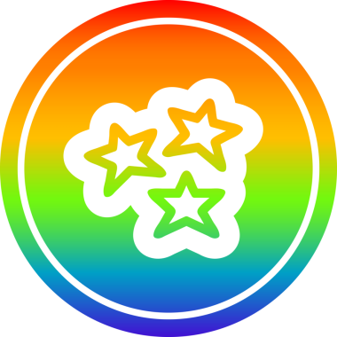 Bir insan tarafından çizilmiş gökkuşağı gradyanı ile dairesel simgeyi şekillendirir