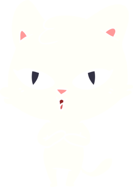 Bir insan tarafından çizilmiş düz renkli çizgi film kedisi