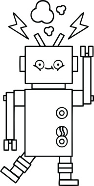 Bir insan tarafından çizilmiş dans eden bir robot çizimi