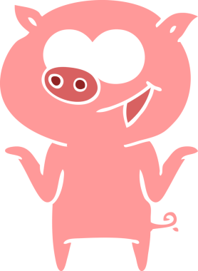 Bir insan tarafından çizilmiş yassı renkli çizgi film domuzu.