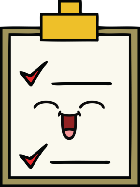 Bir insan tarafından çizilmiş kontrol listesinin sevimli karikatürü