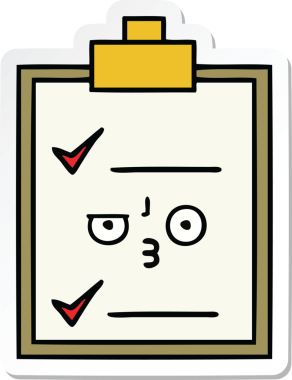 Bir insan tarafından çizilmiş şirin bir karikatür kontrol listesinin etiketi