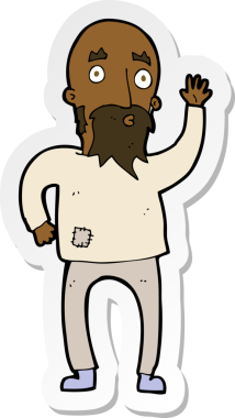 Bir insan tarafından çizilmiş sakallı bir adamın çıkartması.