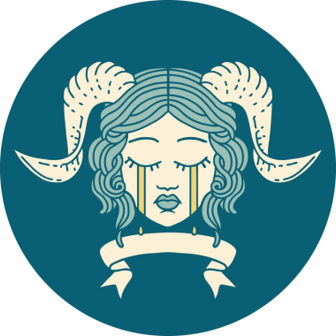 Retro Dövme Biçimi ağlama Bir insan tarafından çizilmiş parşömen pankartı ile kiremitlendirme