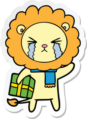 Bir insan tarafından çizilmiş ağlayan bir aslanın çıkartması.