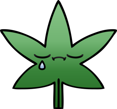 Bir insan tarafından çizilmiş marihuana yaprağının gölgeli çizgi filmi.