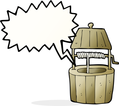 Bir insan tarafından çizilmiş konuşma baloncuğu ile dilek kuyusu