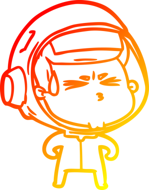 Bir çizgi film karakteri, bir insan tarafından çizilmiş astronot çizimi.