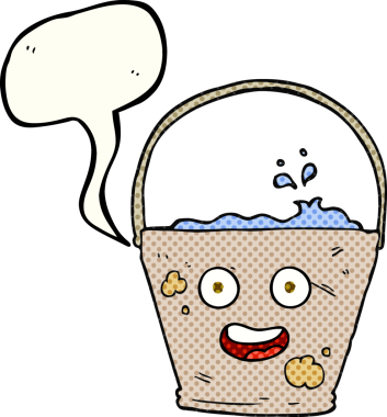 Bir insan tarafından çizilmiş serbest çizilmiş çizgi roman konuşma balonu karikatürü kovası