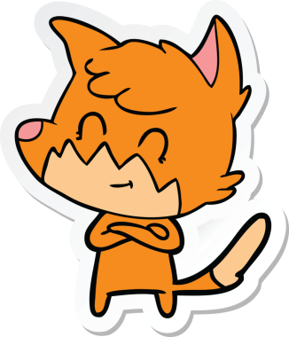 Bir insan tarafından çizilmiş bir çizgi film tilkisinin çıkartması.