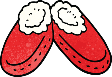 Bir insan tarafından çizilmiş rahat terlikler.