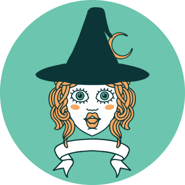 Bir insan tarafından çizilmiş pankartıyla insan cadı karakteri simgesi