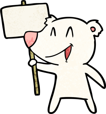 Bir insan tarafından çizilmiş protesto tabelalı kutup ayısı.