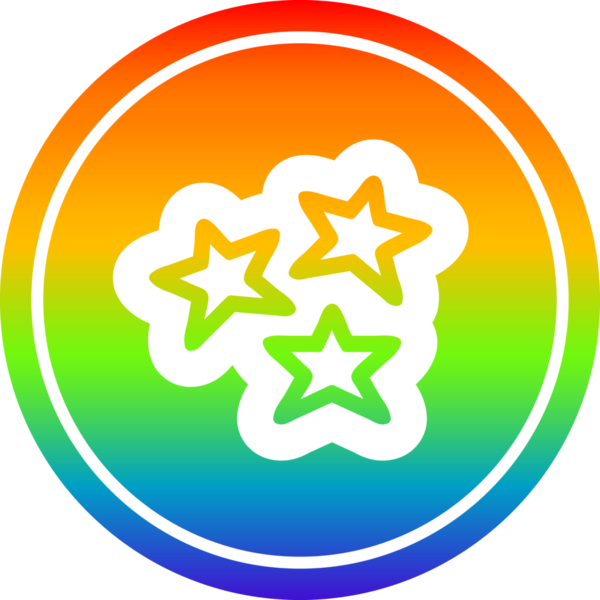 Bir insan tarafından çizilmiş gökkuşağı gradyanı ile dairesel simgeyi şekillendirir