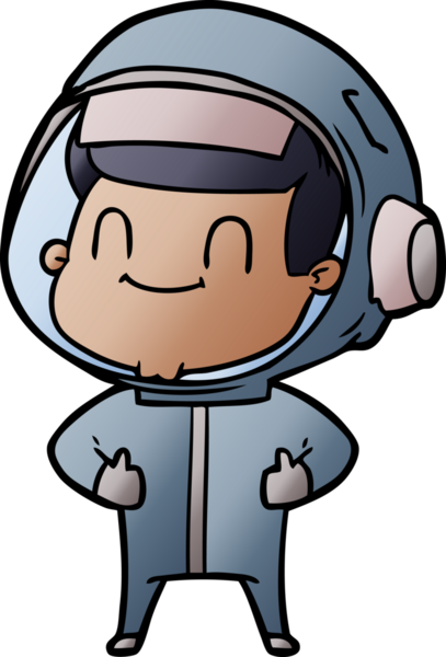 Bir insan tarafından çizilmiş mutlu astronot çizgi filmi.