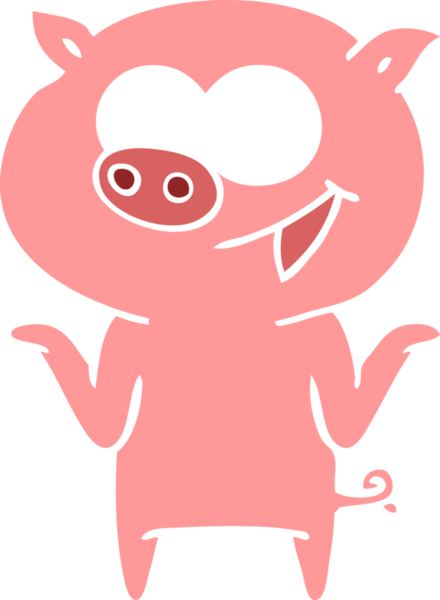 Bir insan tarafından çizilmiş yassı renkli çizgi film domuzu.