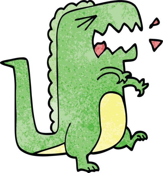 Bir insan tarafından çizilmiş kükreyen çizgi film karalaması.