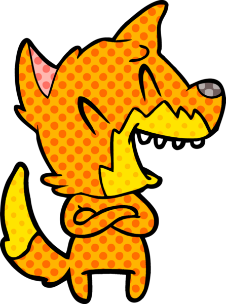 Bir insan tarafından çizilmiş tilki çizgi film karakteri