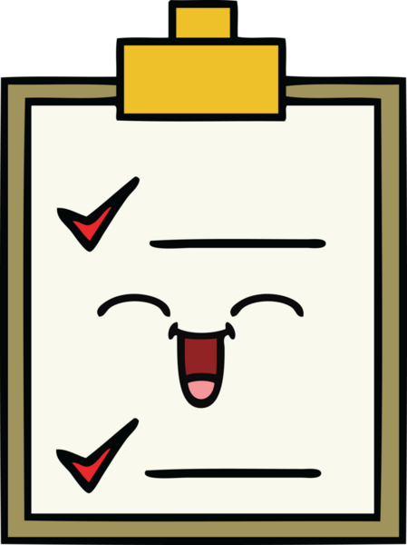 Bir insan tarafından çizilmiş kontrol listesinin sevimli karikatürü