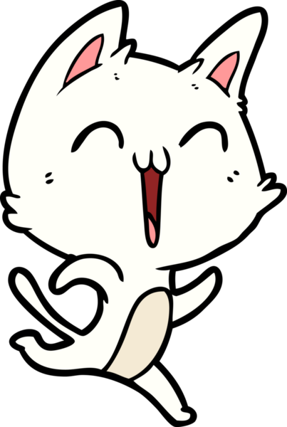 Bir insan tarafından çizilmiş mutlu çizgi film kedisi.