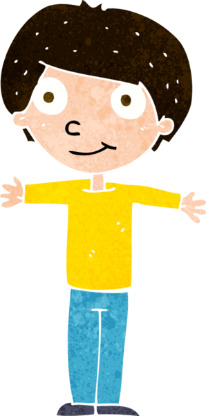 Bir insan tarafından çizilmiş kolları açık mutlu çocuk çizgi filmi.