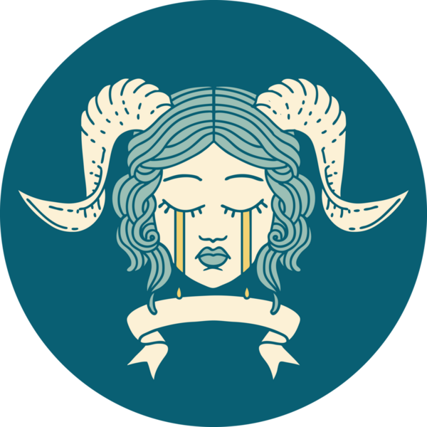 Retro Dövme Biçimi ağlama Bir insan tarafından çizilmiş parşömen pankartı ile kiremitlendirme